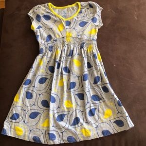 Adorable Sz 6 grey blue and yellow stretchy dress